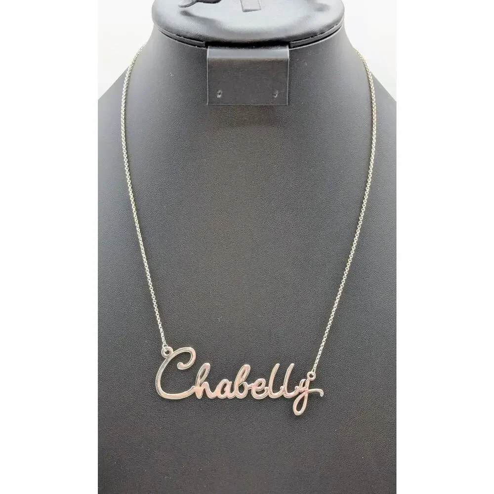 925 Sterling Silver Cursive Name 'Chabelly' 20.25" Chain Necklace - Picture 5 of 6